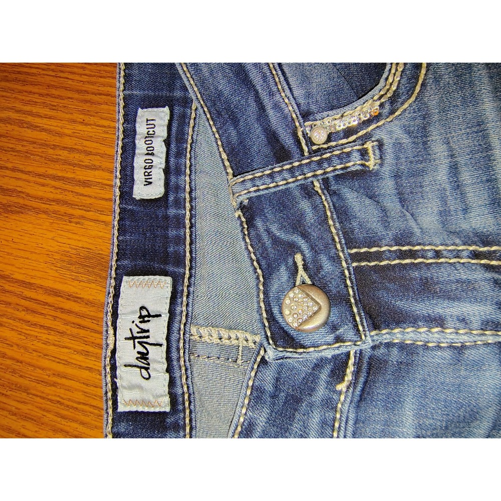 Daytrip Virgo Bootcut Jeans Womens 26R Medium Wash Rhinestone DBK3707 Blue - Picture 4 of 12